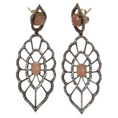 Coral Jennifer Miller Gemstone & Pave Diamond Pierced Drop Earrings