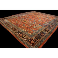 Coral Large Scale Tribal Allover Garous Design Knotted Wool Antique Bijar Rug
