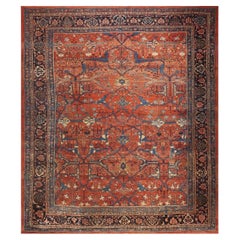 Coral Large Scale Tribal Allover Garous Design Knotted Wool Antique Bijar Rug