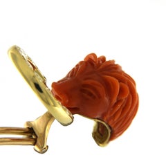 Coral Lion on 18 Karat Earrings with Diamonds