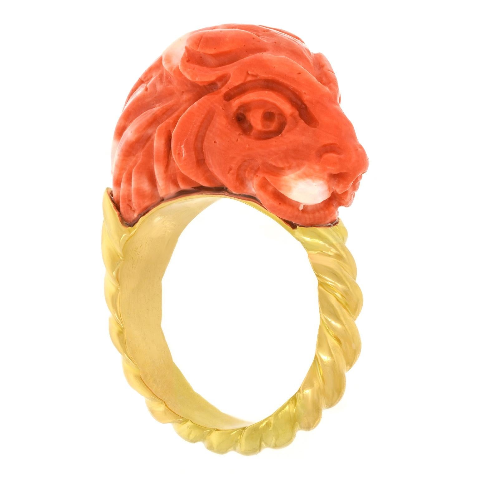 Coral Lion Ring For Sale 5