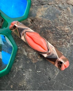 Coral LIPS bangle bracelet