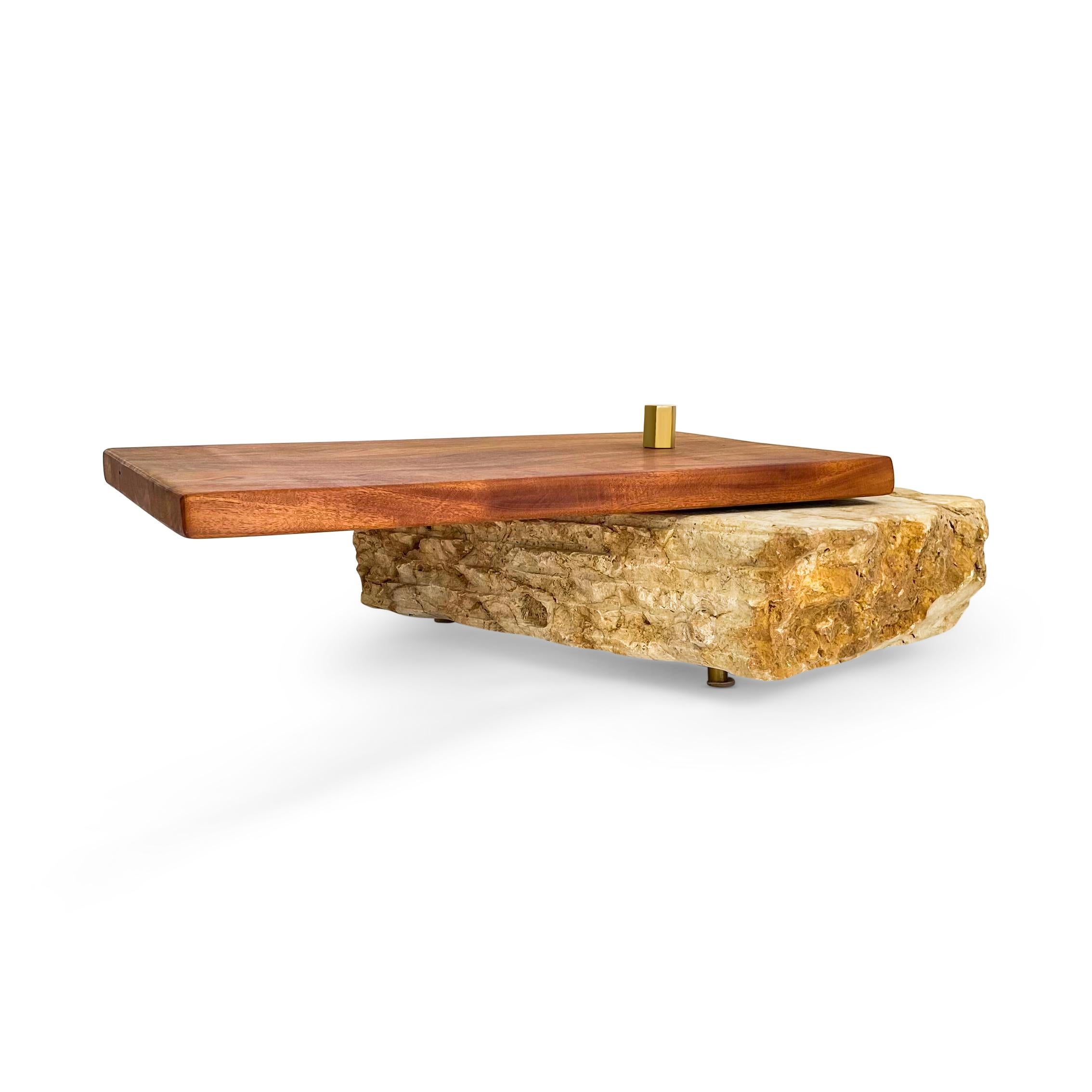 Puerto Rican Arpegio II: Dynamic Coral & Mahogany Rotating Table For Sale