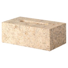 Caja de pañuelos rectangular de mármol coral