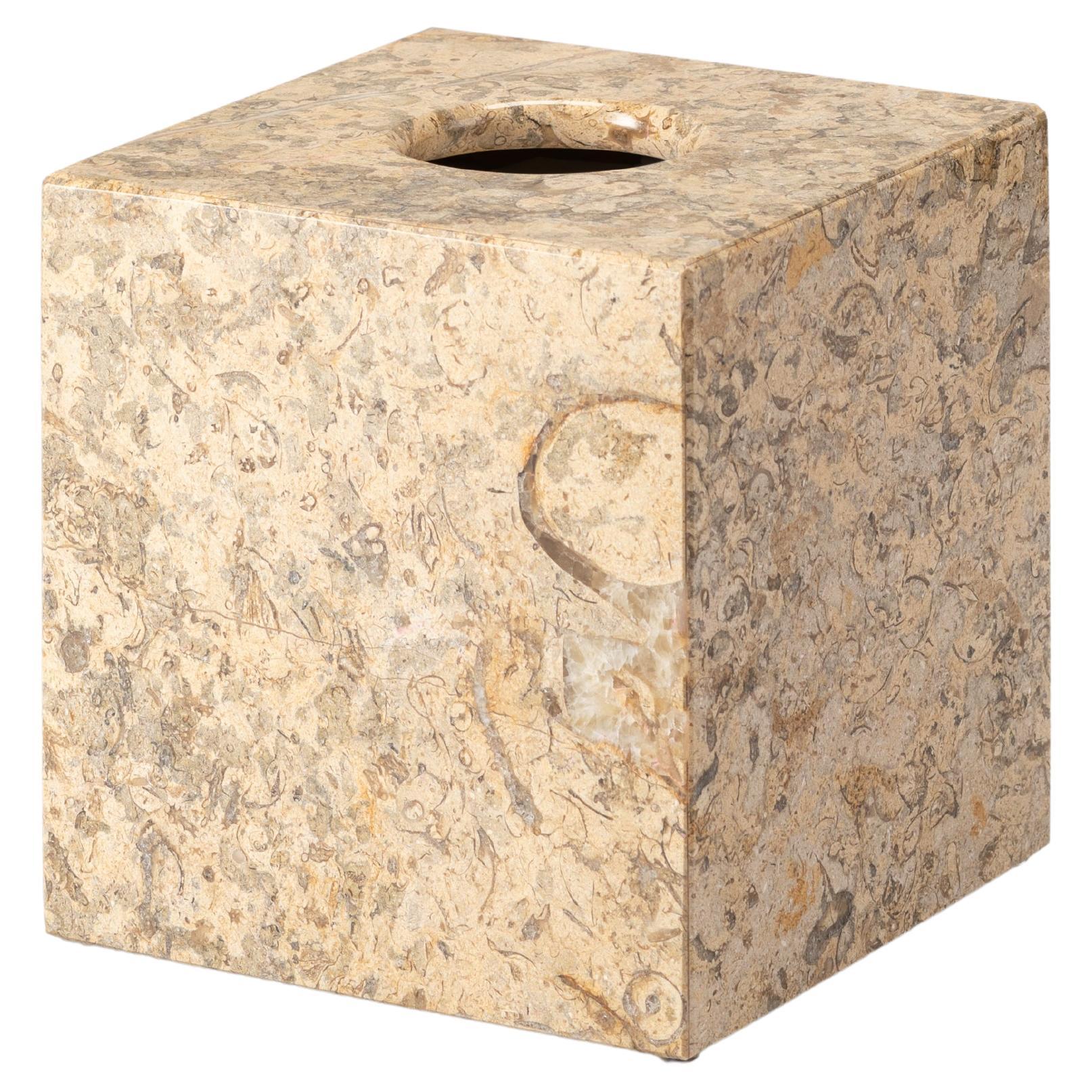 Coral Marble Square Tissue Box For Sale