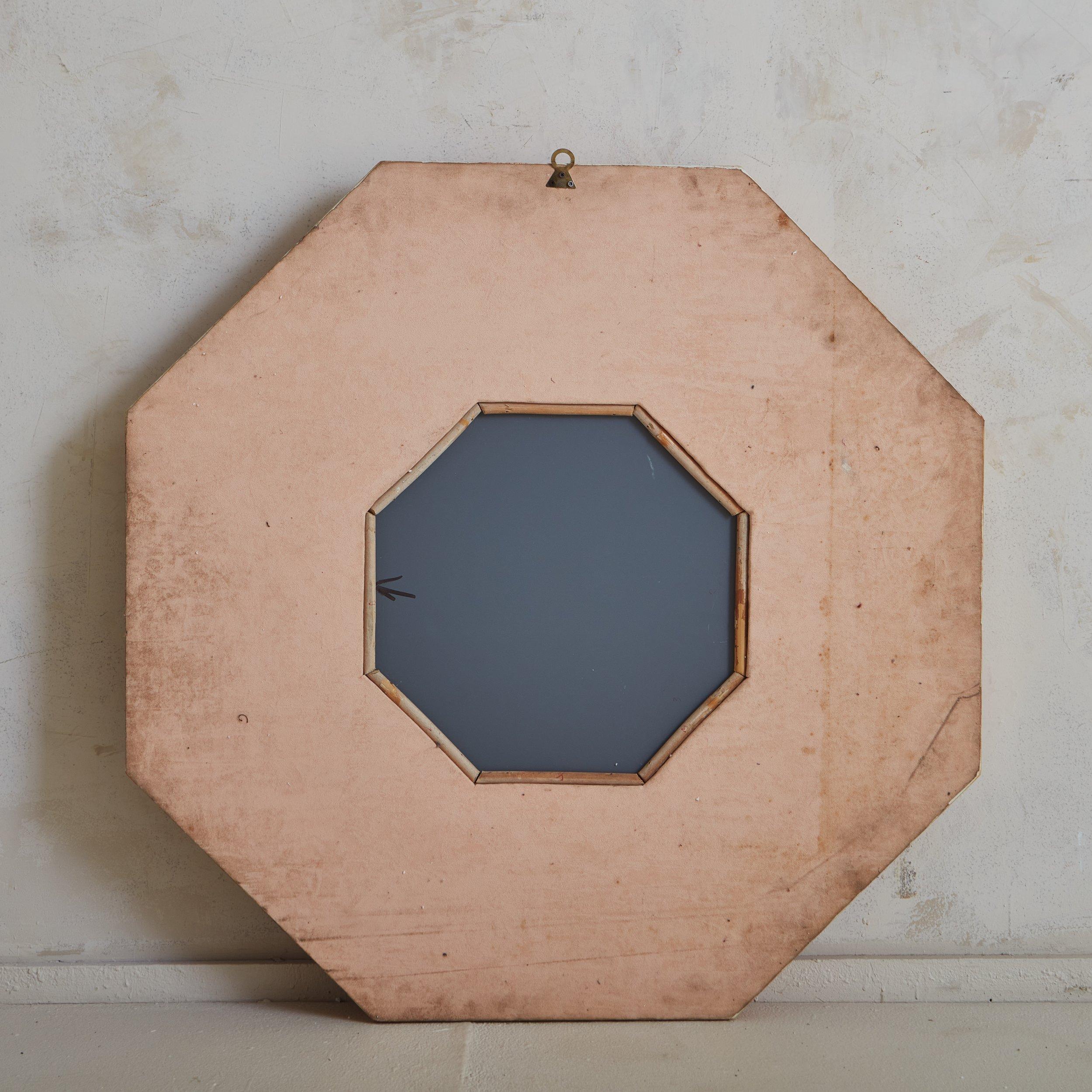 Coral Marbleized Hexagonal Wall Mirror, Italy 1960s For Sale 4