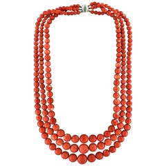 Vintage Coral "Momo" Multi-Strand Necklace