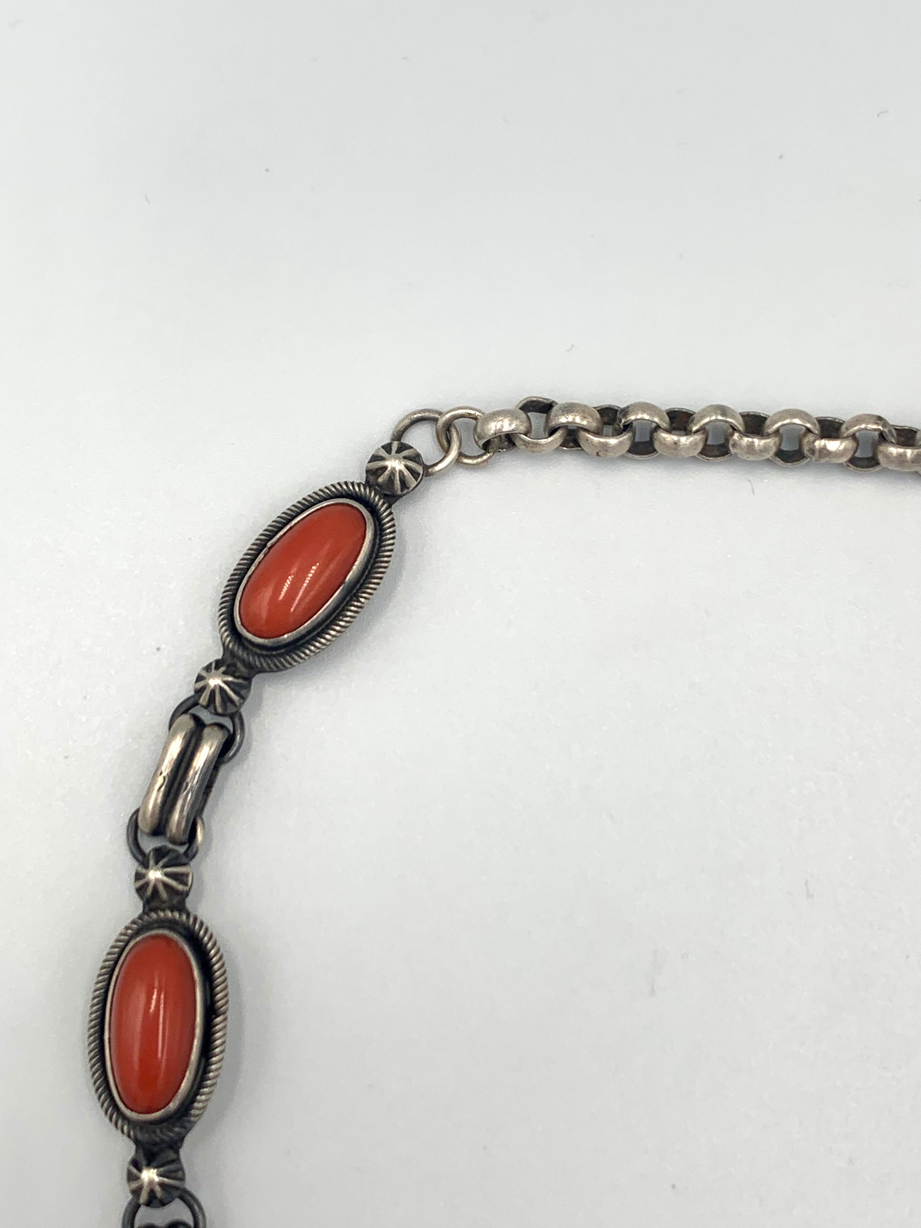 Coral & Morgan Dollar Necklace with Coral & Mercury Dime Earrings For Sale 5