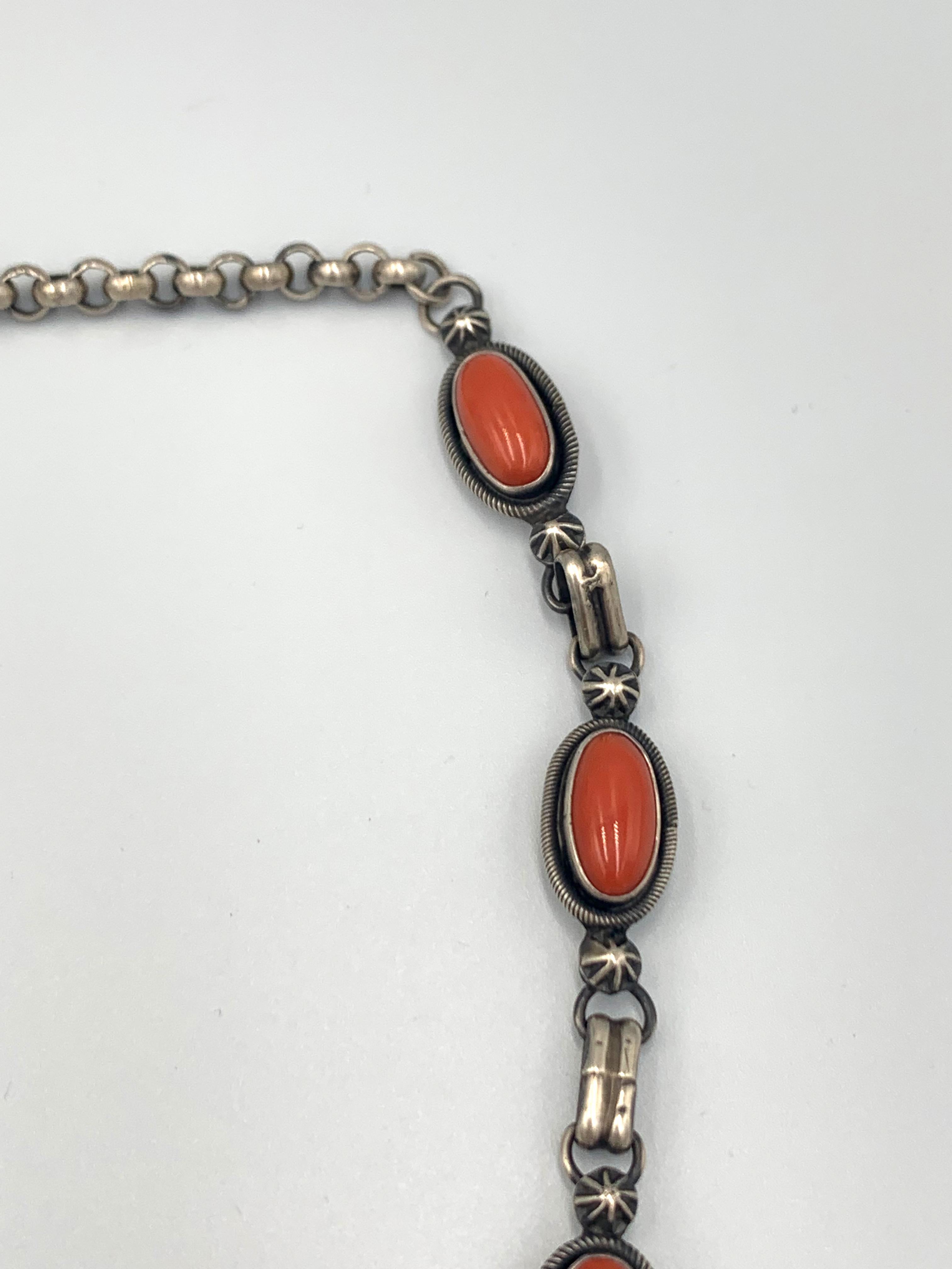 Coral & Morgan Dollar Necklace with Coral & Mercury Dime Earrings For Sale 7