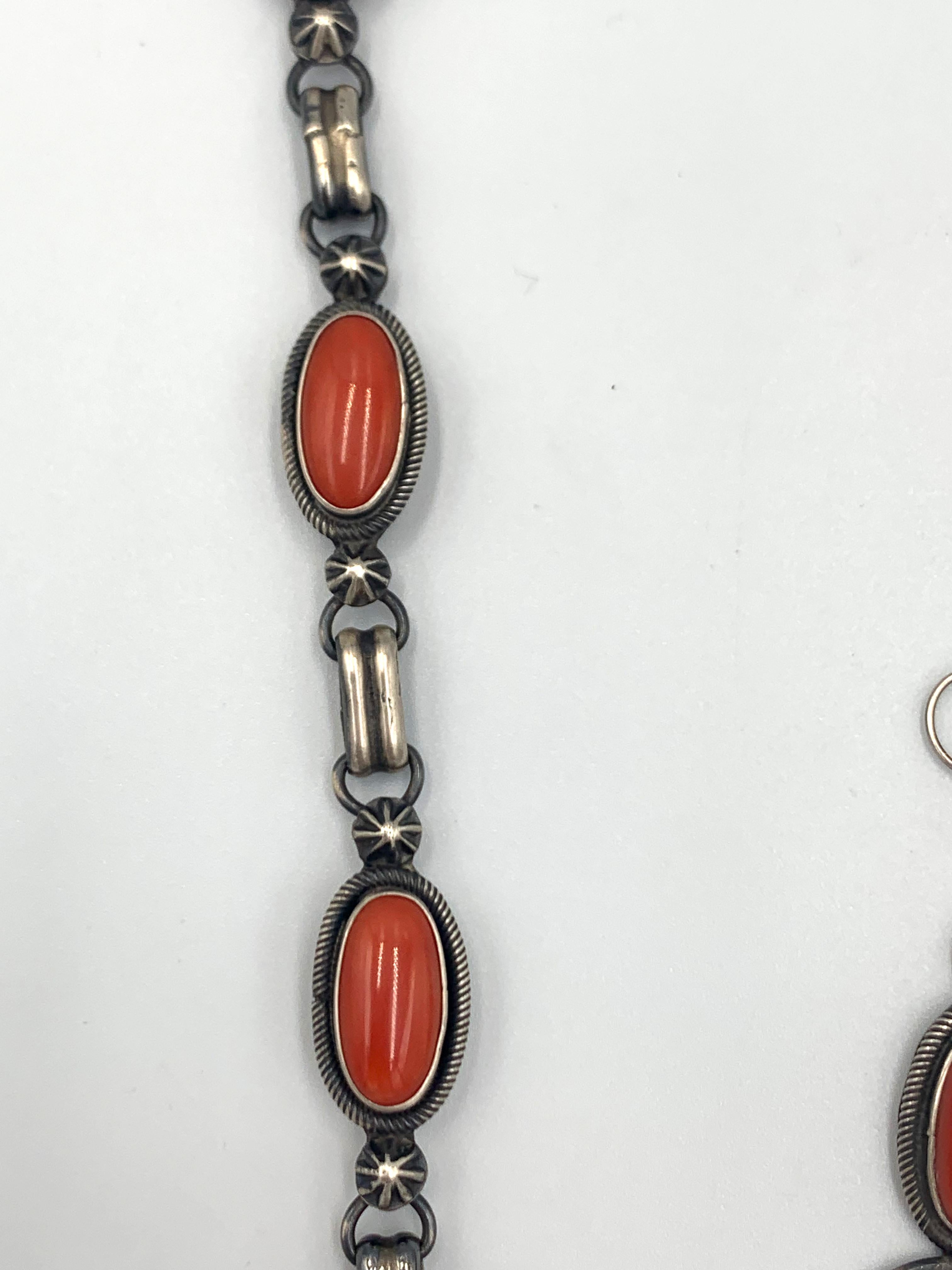 Coral & Morgan Dollar Necklace with Coral & Mercury Dime Earrings For Sale 3