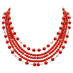 Coral Multi-Strand Paradizia Necklace
