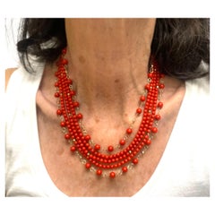Collier Paradizia multibrins en corail
