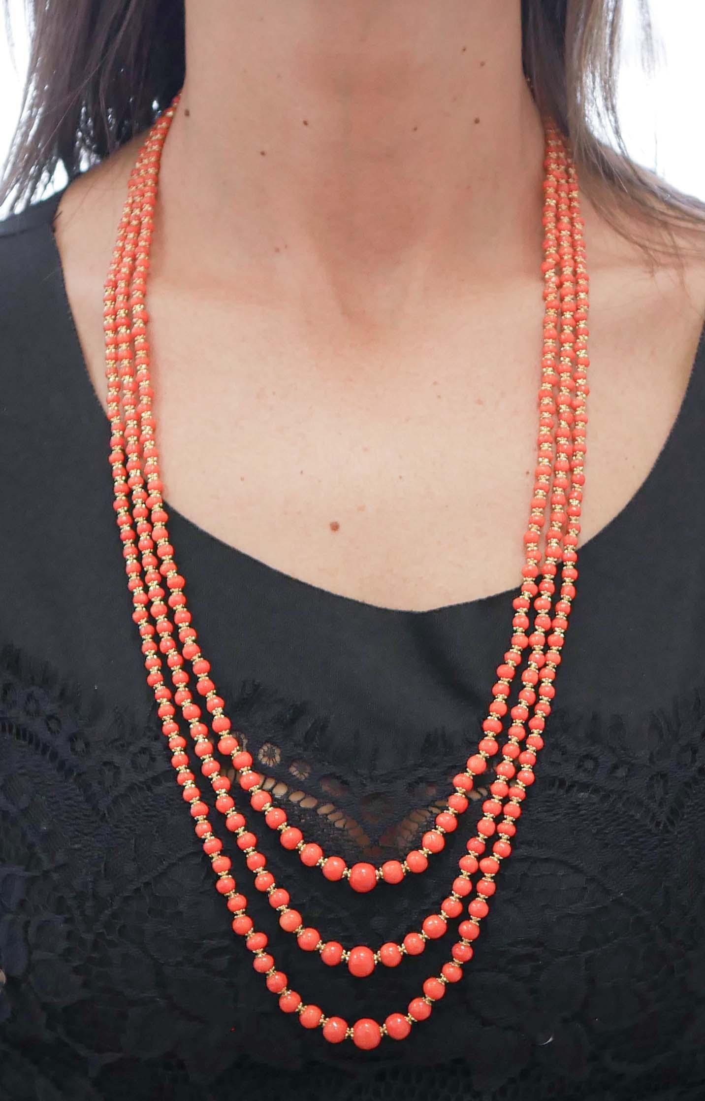 Women's Coral, Multi-Strands Necklace