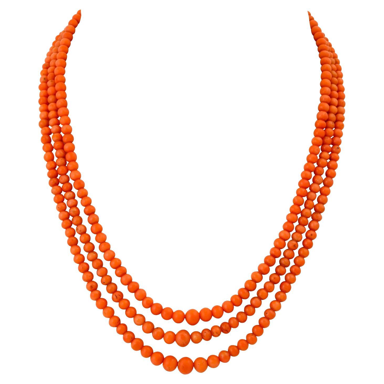 Victorian FiveRow Coral Necklace at 1stDibs