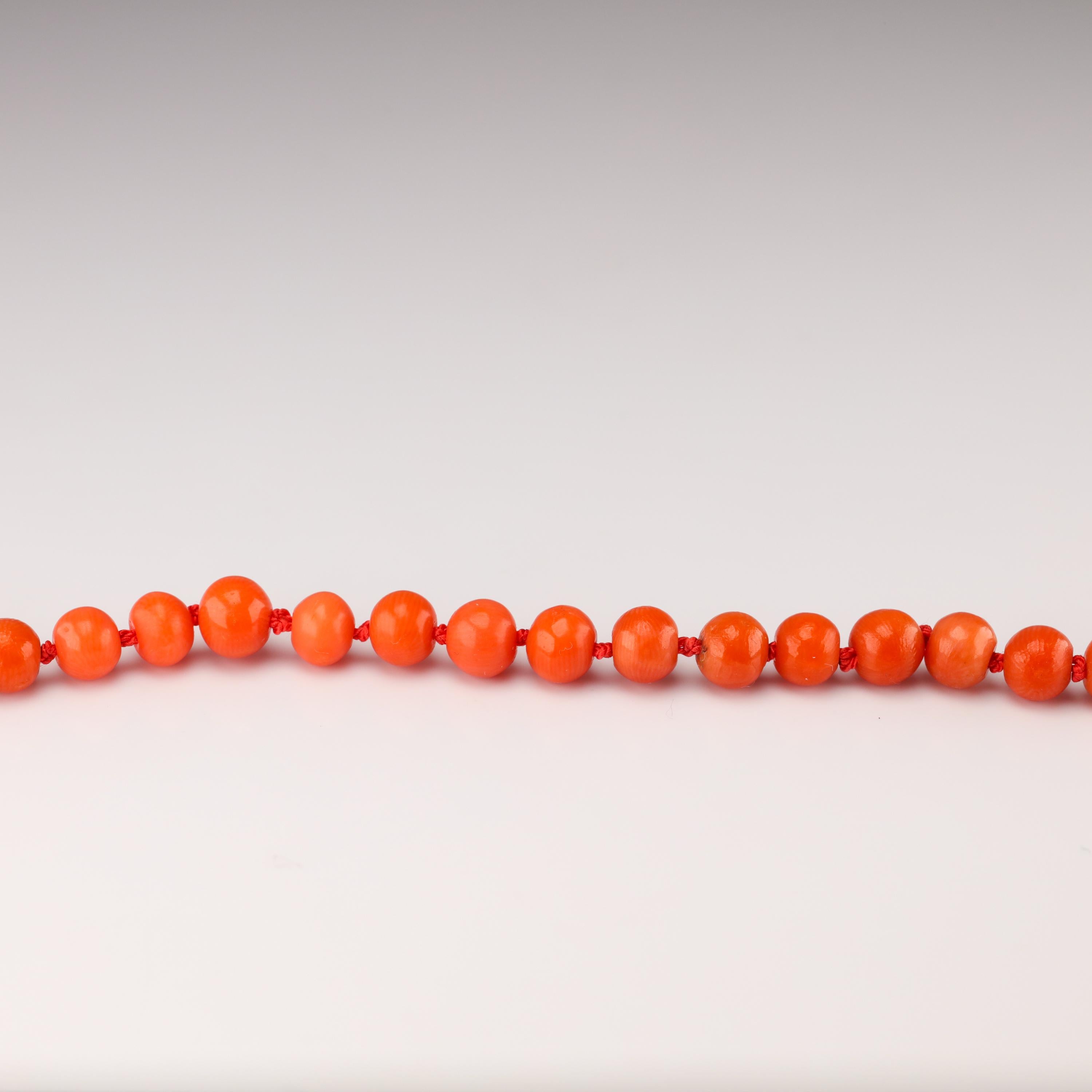 Women's or Men's Coral Necklace Flapper Length Tomato Red Untreated