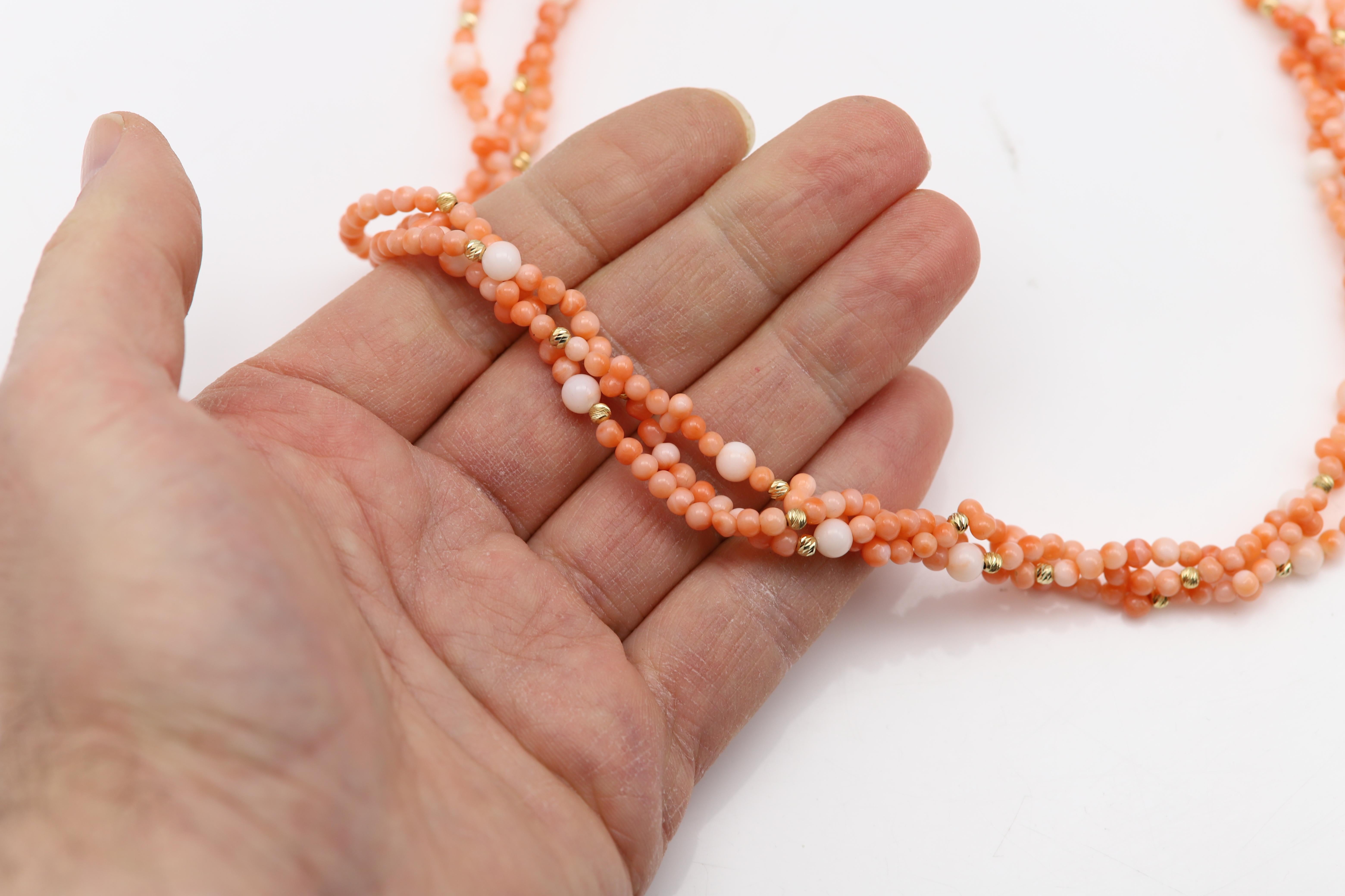 Korallenkette mit 14k Gold Perlen Natürliche Perle rote Korallen im Angebot 5