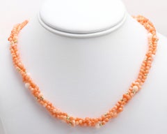 Coral Necklace with 14k Gold Beads Natural Bead red corals
