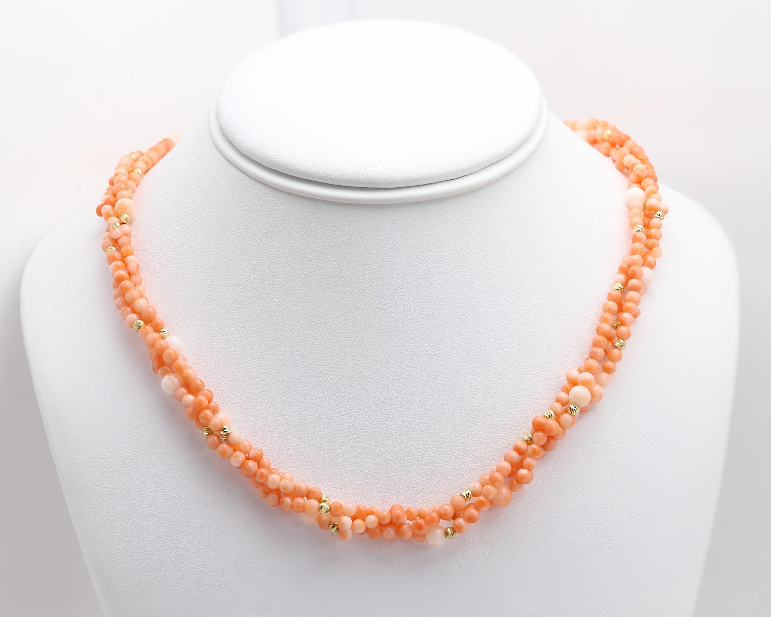 Korallenkette mit 14k Gold Perlen Natürliche Perle rote Korallen im Zustand „Neu“ im Angebot in Brooklyn, NY