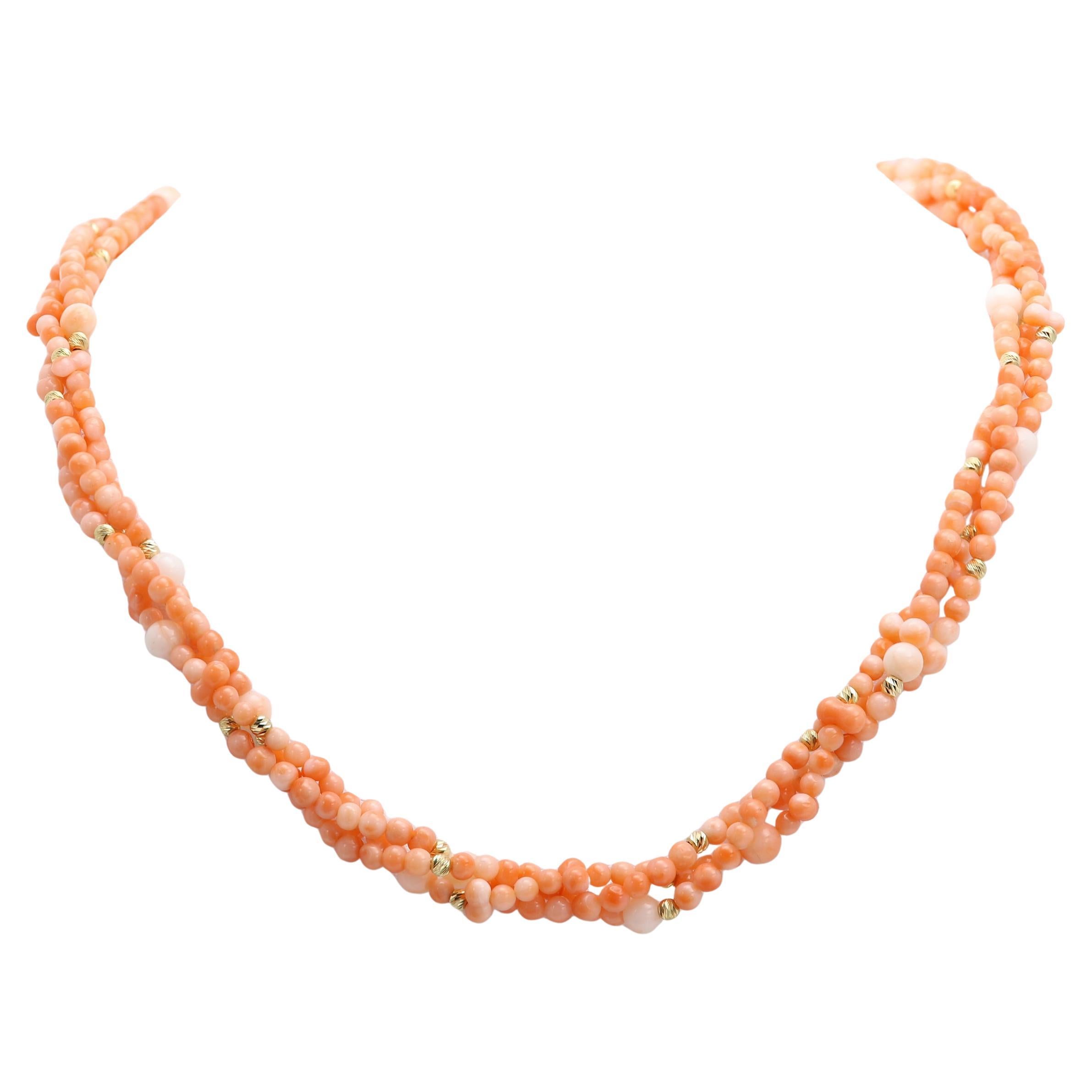 Collar de coral con cuentas de oro de 14 quilates Cuentas naturales corales rojos