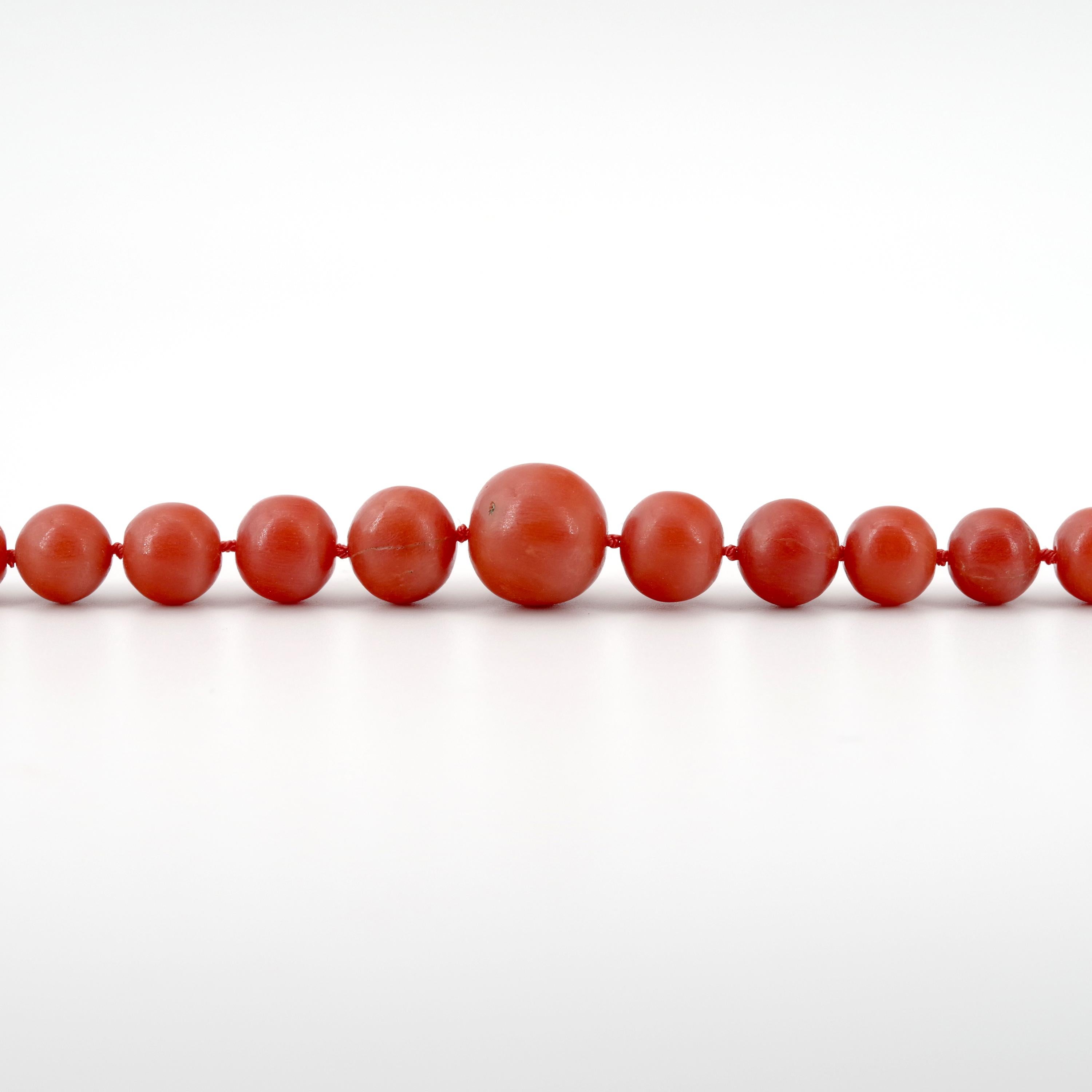 Coral Necklace with Jade Clasp, circa 1960s 10