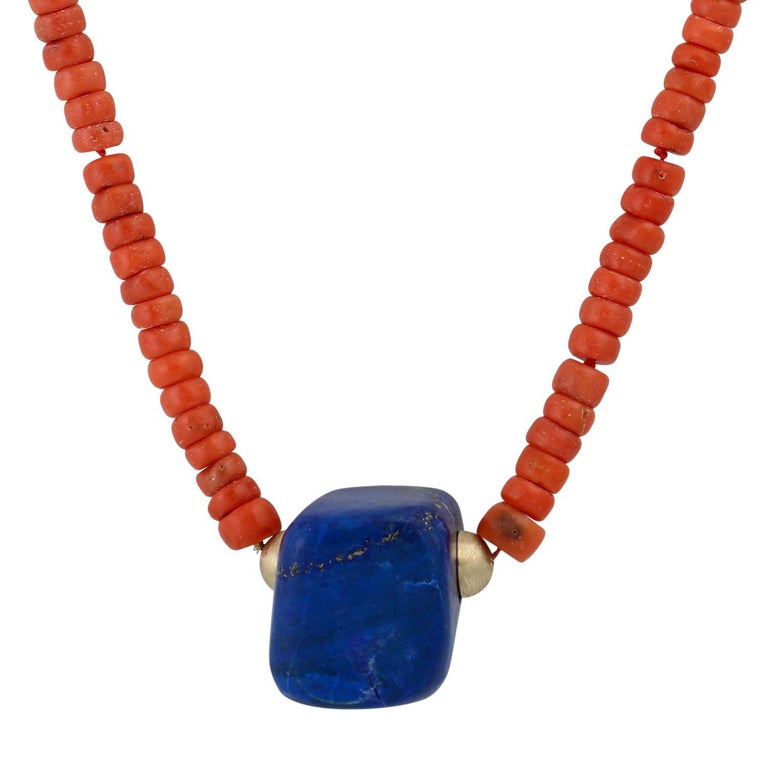 Coral Necklace With Lapis Lazuli Element For Sale At 1stDibs coral-necklace-with-lapis-lazuli-element-for-sale-at-1stdibs