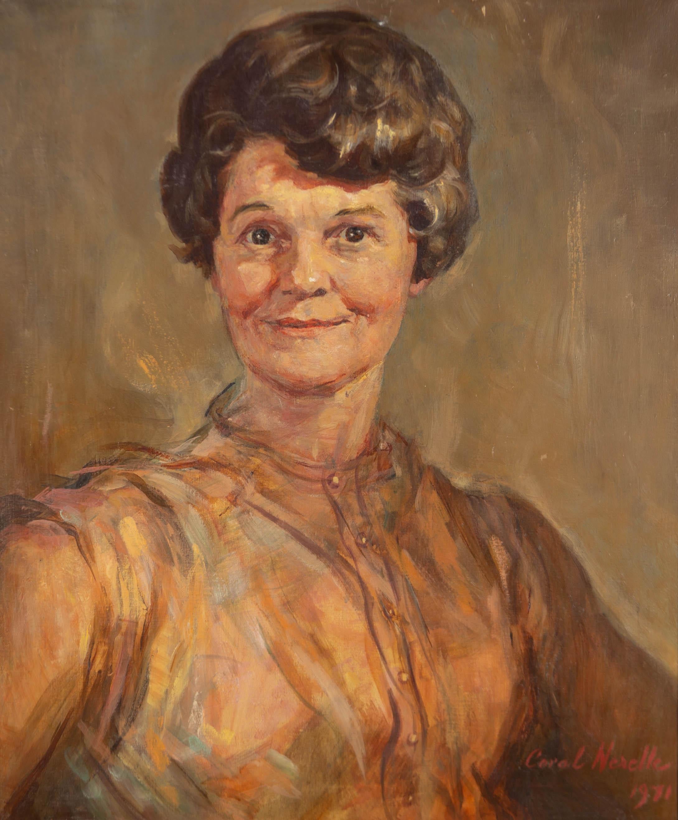 Coral Nerelle RWA (1909-1986) - Framed 1971 Oil, Portrait of a Woman 1