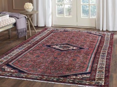 Coral Persian Hamadan Pure Wool Hand Knotted Oriental Rug