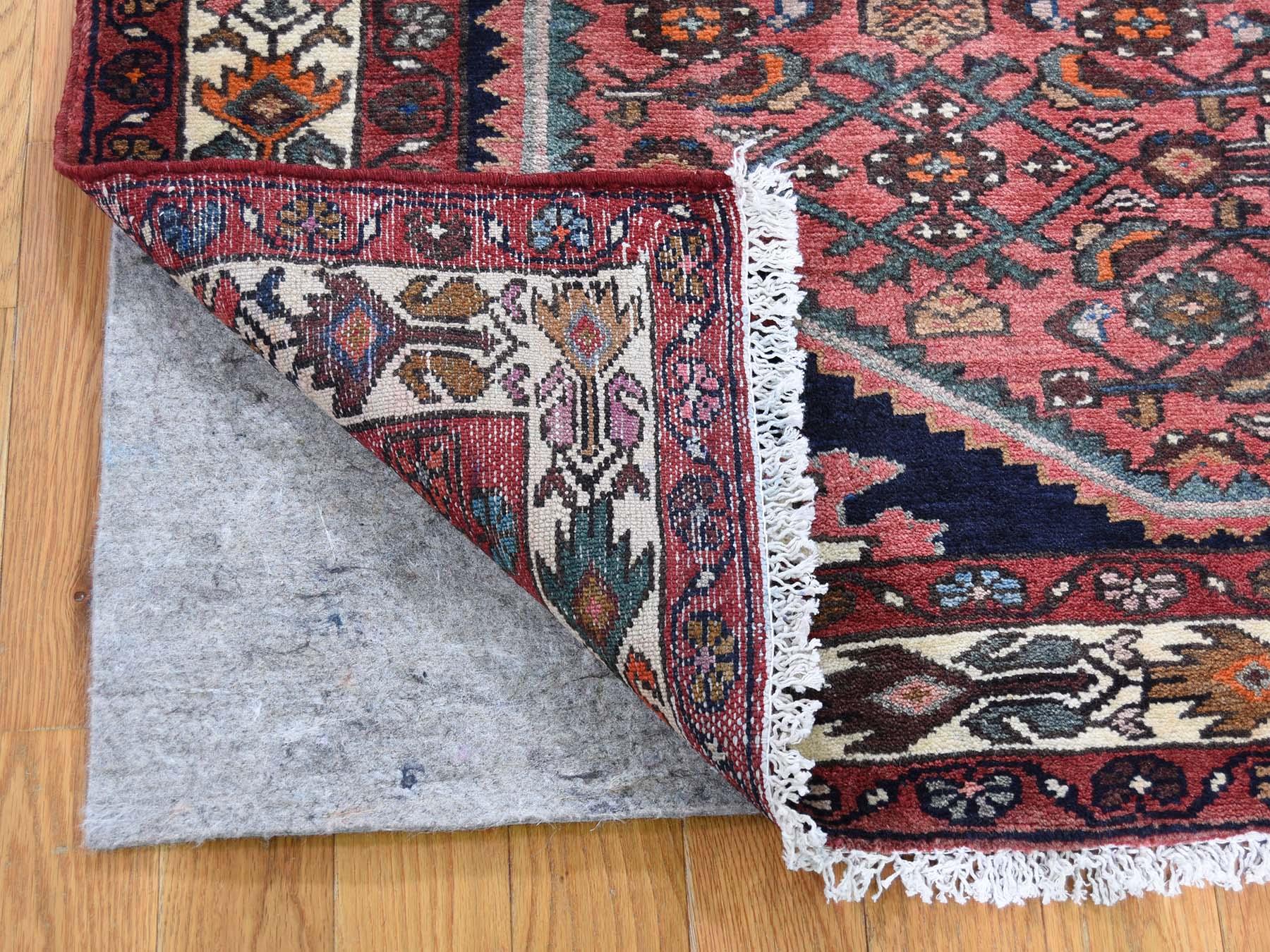 Medieval Coral Persian Hamadan Pure Wool Hand Knotted Oriental Rug