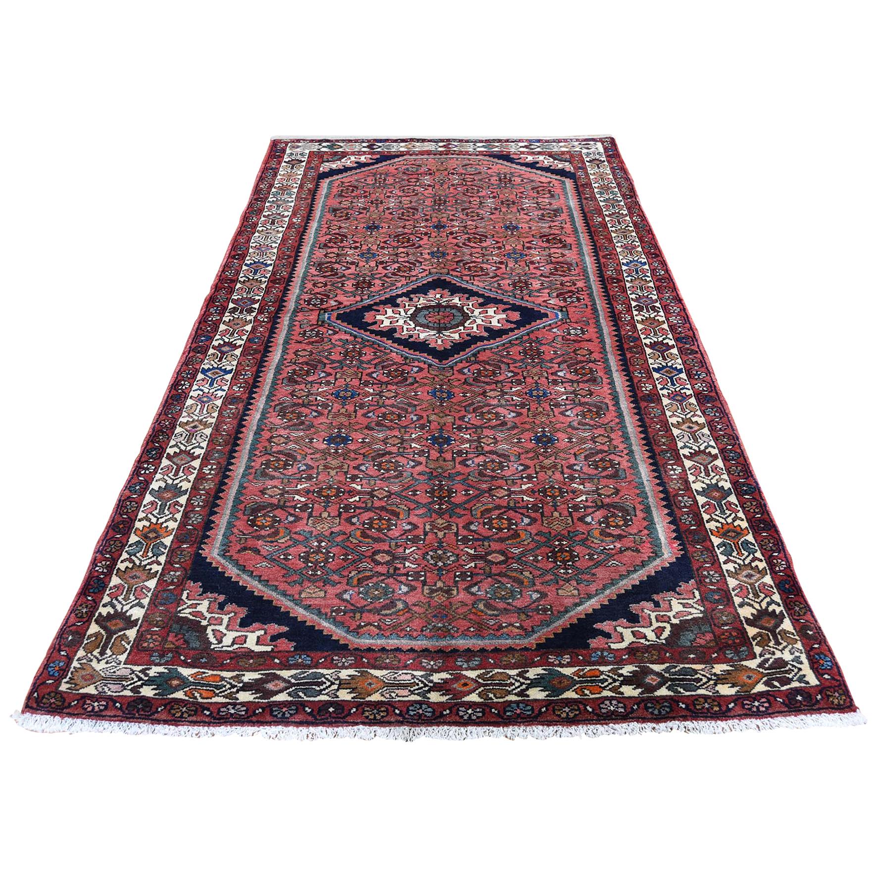 Coral Persian Hamadan Pure Wool Hand Knotted Oriental Rug