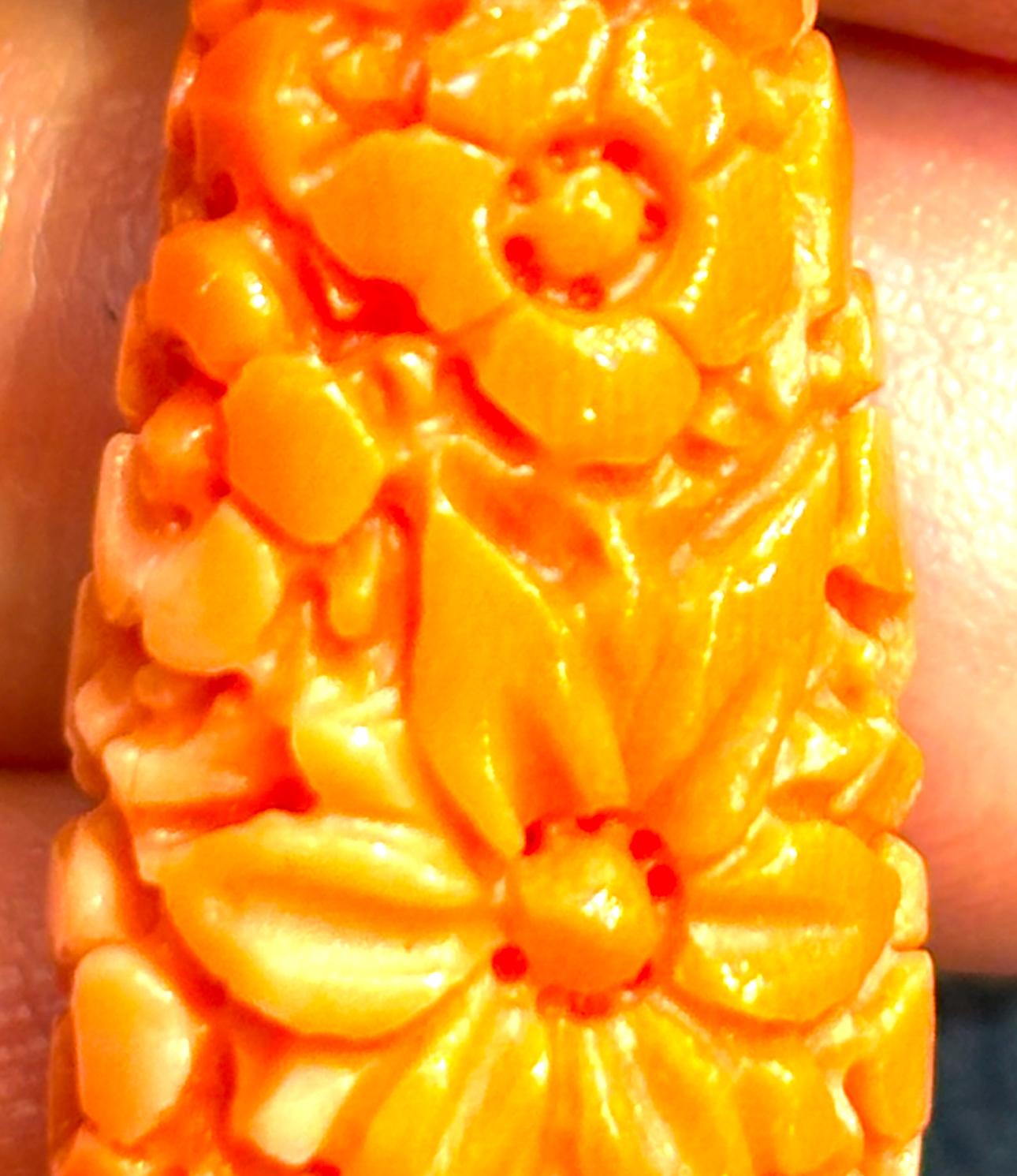 Coral, onyx and diamond dangly earrings For Sale 2