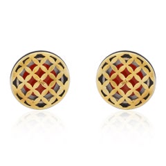 Coral Onyx Diamond Stud Earrings