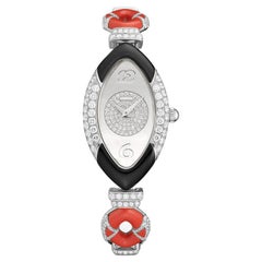 Used Coral Onyx Diamond Swiss Watch