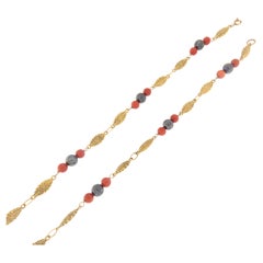 Coral Opals 14 Karat Yellow Gold Beaded Necklace