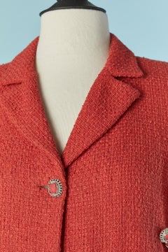 Coral orange single breasted jacket open on the side and chain CHANEL