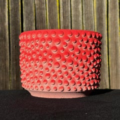 Jardinière à pois organiques corail