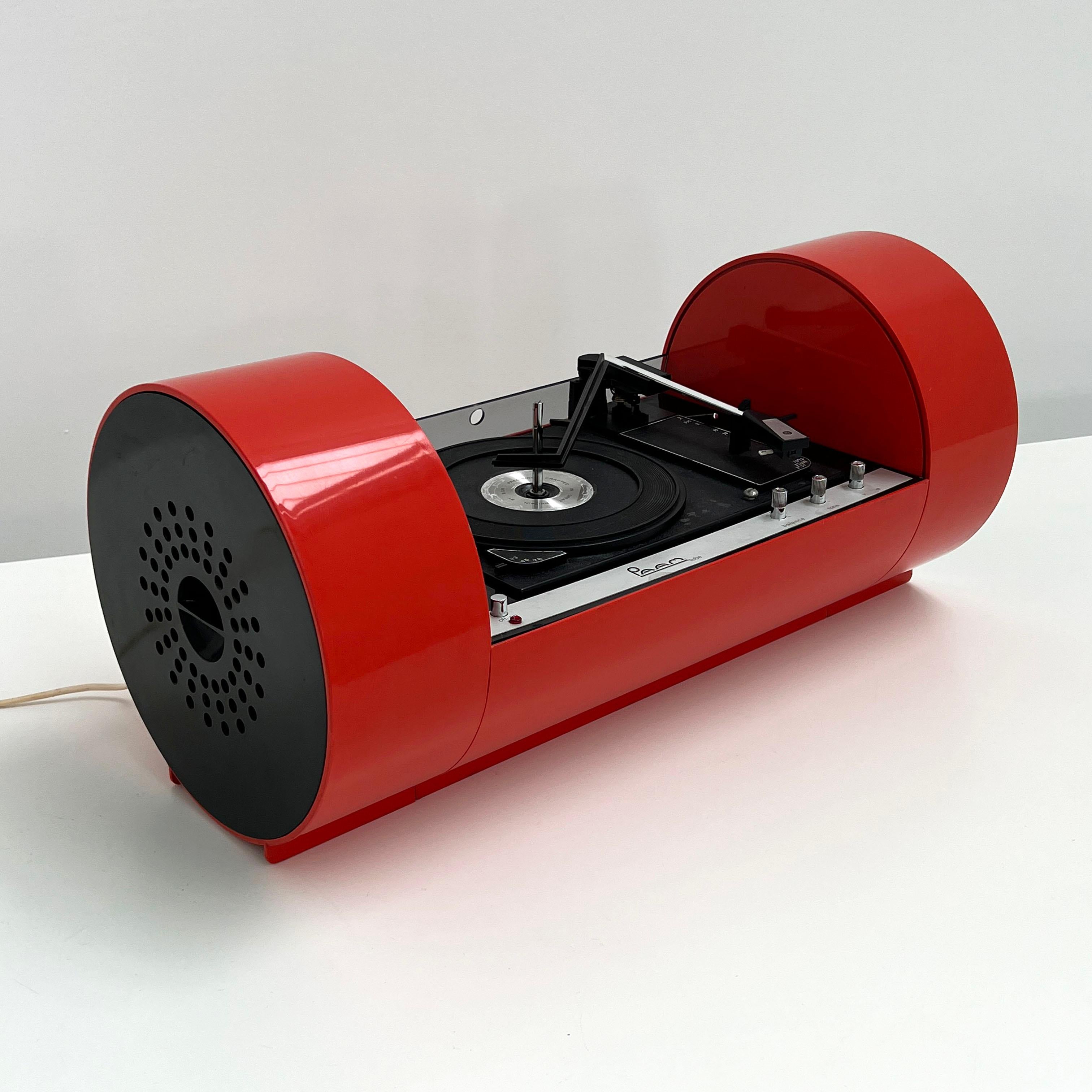 Designer - Yonel Lebovici
Producer - PAAM
Model - Tube Turntable Stereo Console
Design Period - 1968
Measurements - Width 61 cm x Depth 28 cm x Height 28 cm
Materials - Plastic
Color - Black, Coral
Comments - Working. Vintage audio quality - not