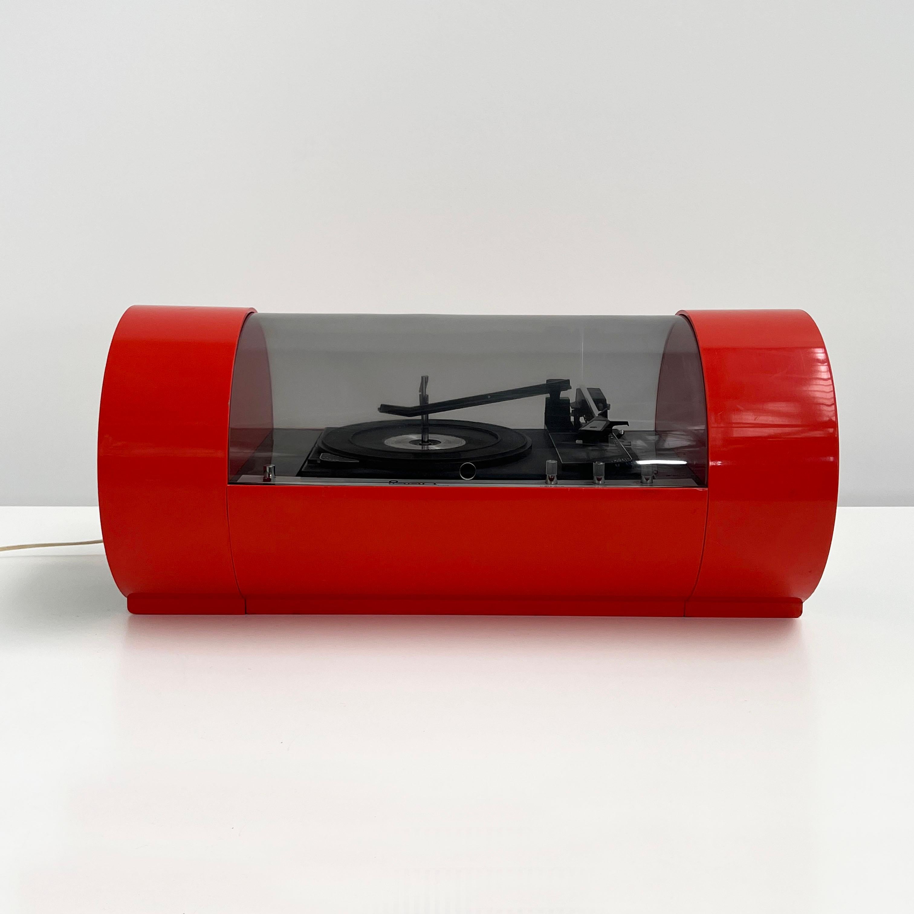 Space Age Coral PAAM Tube Turntable Stereo Console by Yonel Lebovici, 1968