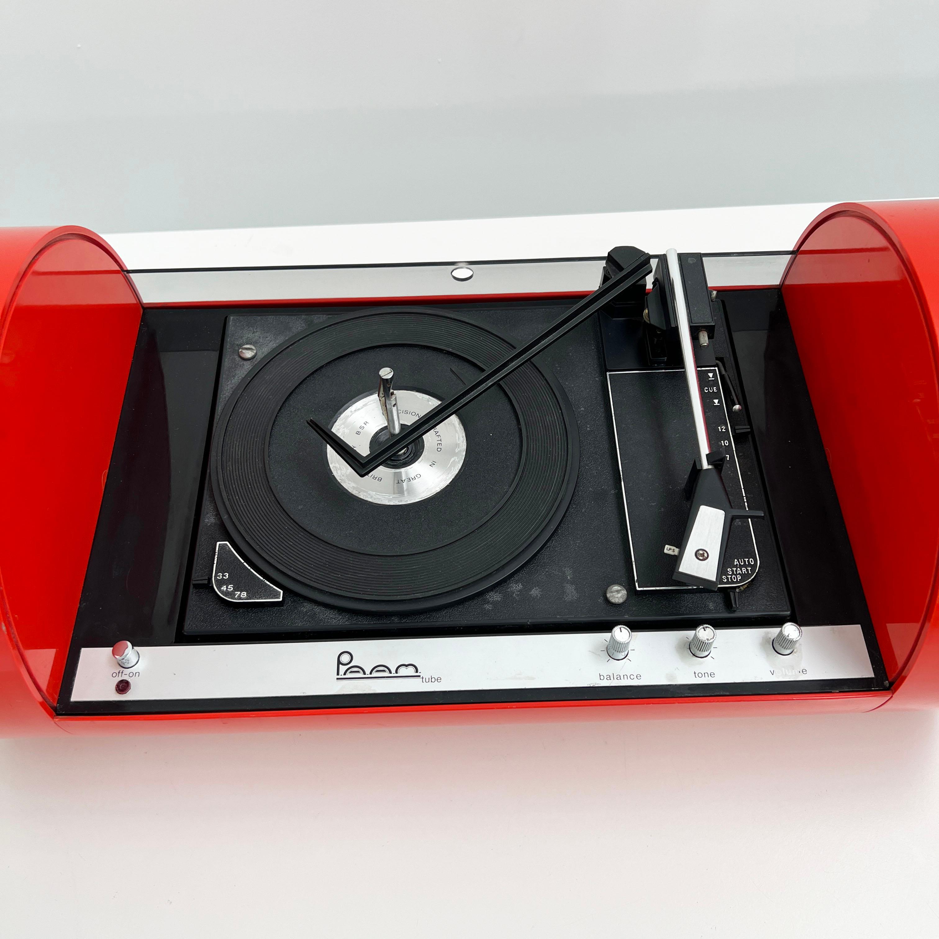 French Coral PAAM Tube Turntable Stereo Console by Yonel Lebovici, 1968
