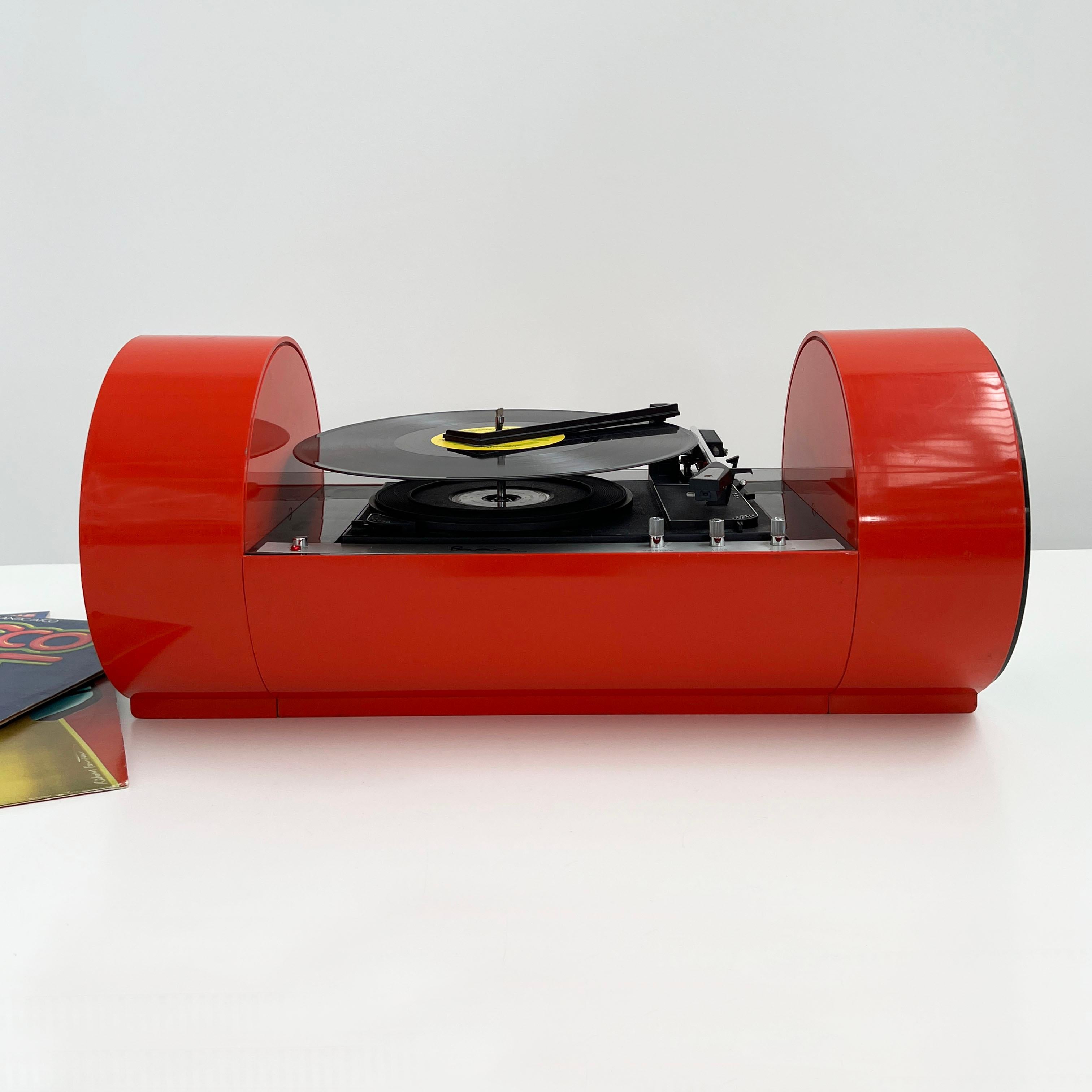 Plastic Coral PAAM Tube Turntable Stereo Console by Yonel Lebovici, 1968