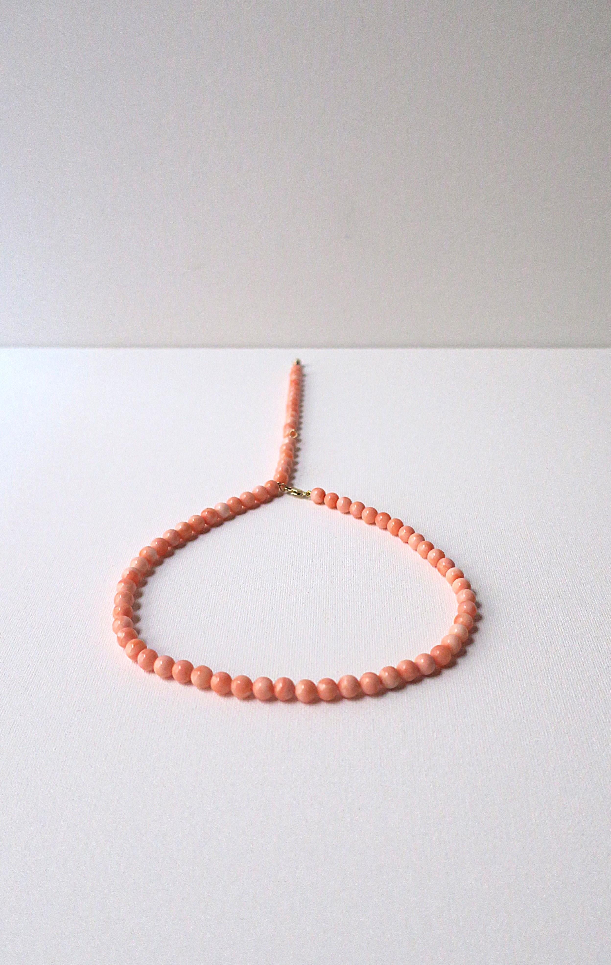 Coral Pearl Bead Necklace For Sale 11
