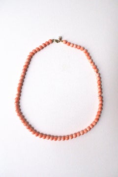 Coral Pearl Bead Necklace, Three in One
