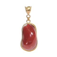 Coral Pendant (only) w 21K Gold Trim & Bail