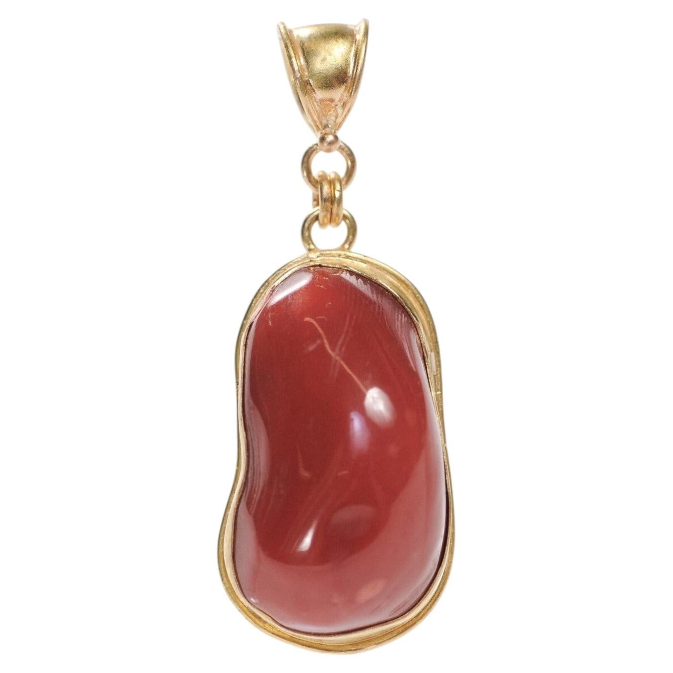 Coral Pendant (only) w 21K Gold Trim & Bail