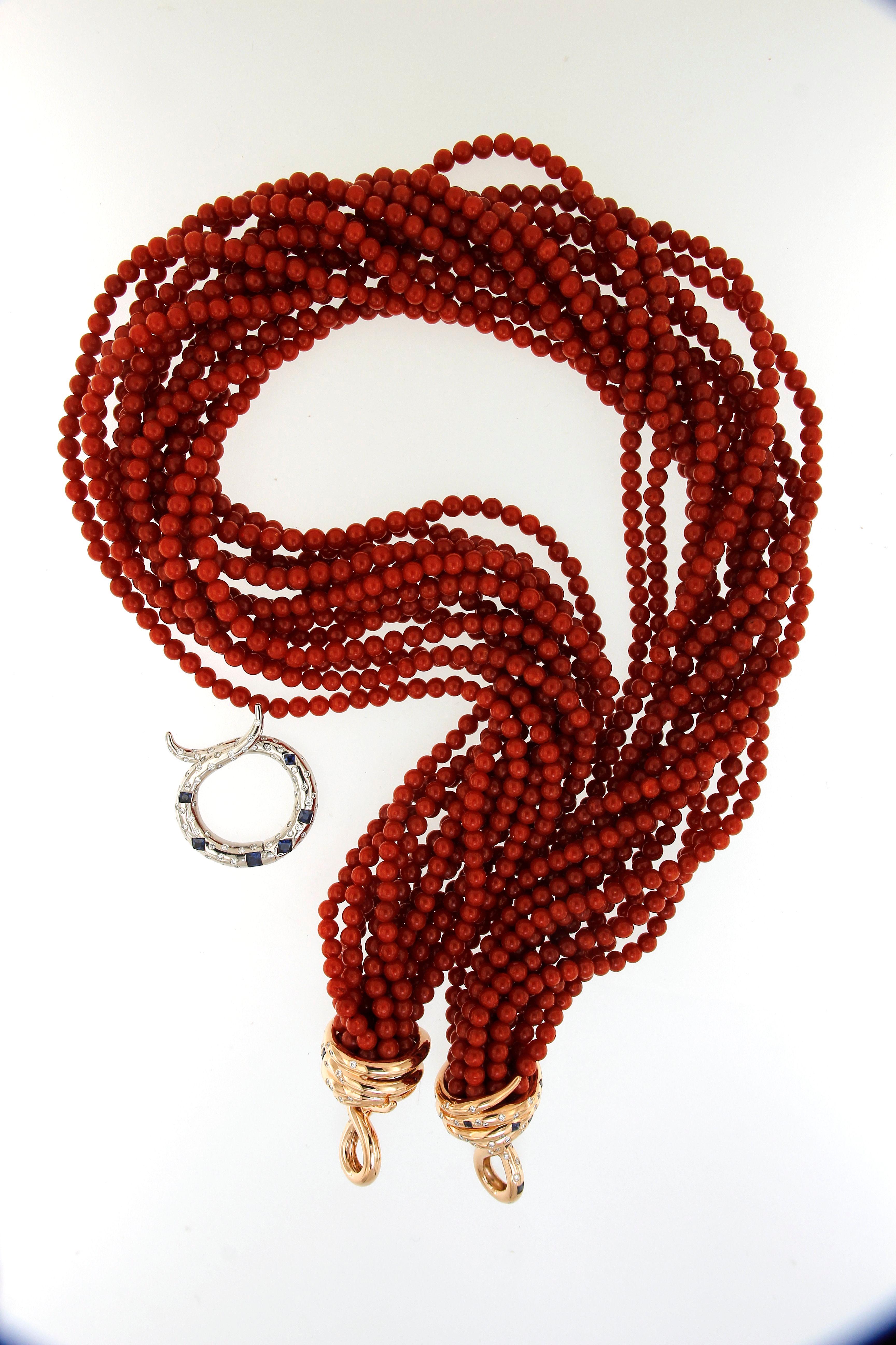 Tassle-Ohrringe aus Kor Koralle und Rosa Gold (Moderne) im Angebot