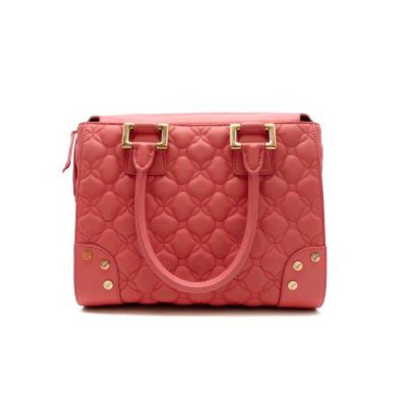 Coralpink quilted leather tote bag and purse For Sale at 1stDibs