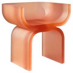 Coral Pink Resin Rick Chair by French Designer Joris Poggioli