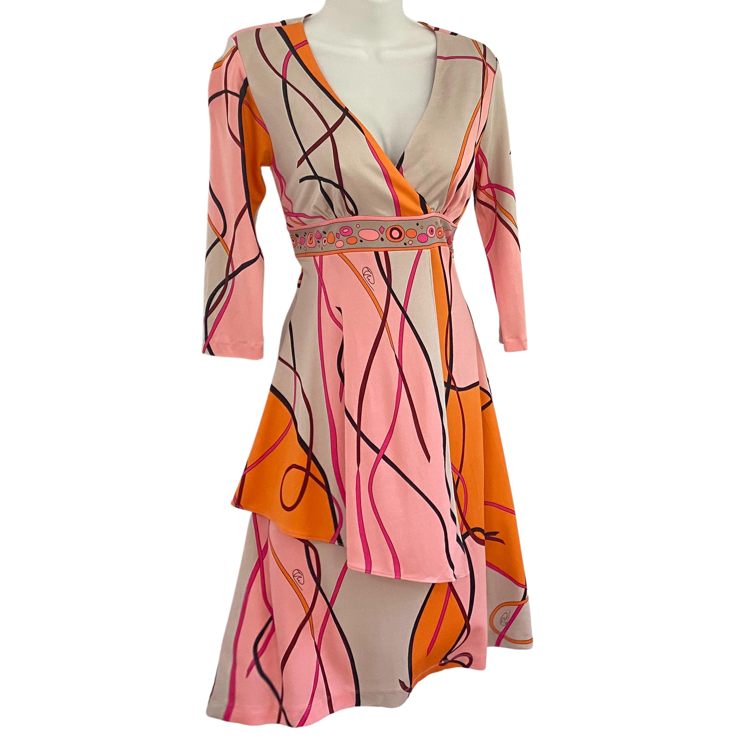 pink and orange silk dress
