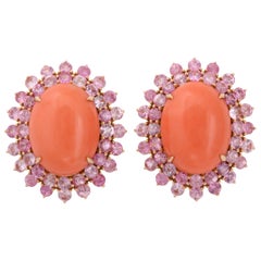 Coral Pink Sapphire Rose Gold Earclips