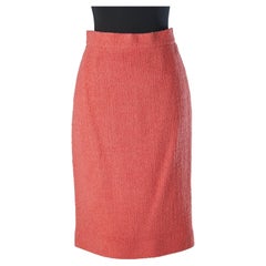 Coral pink wool pencil skirt Chanel Boutique 
