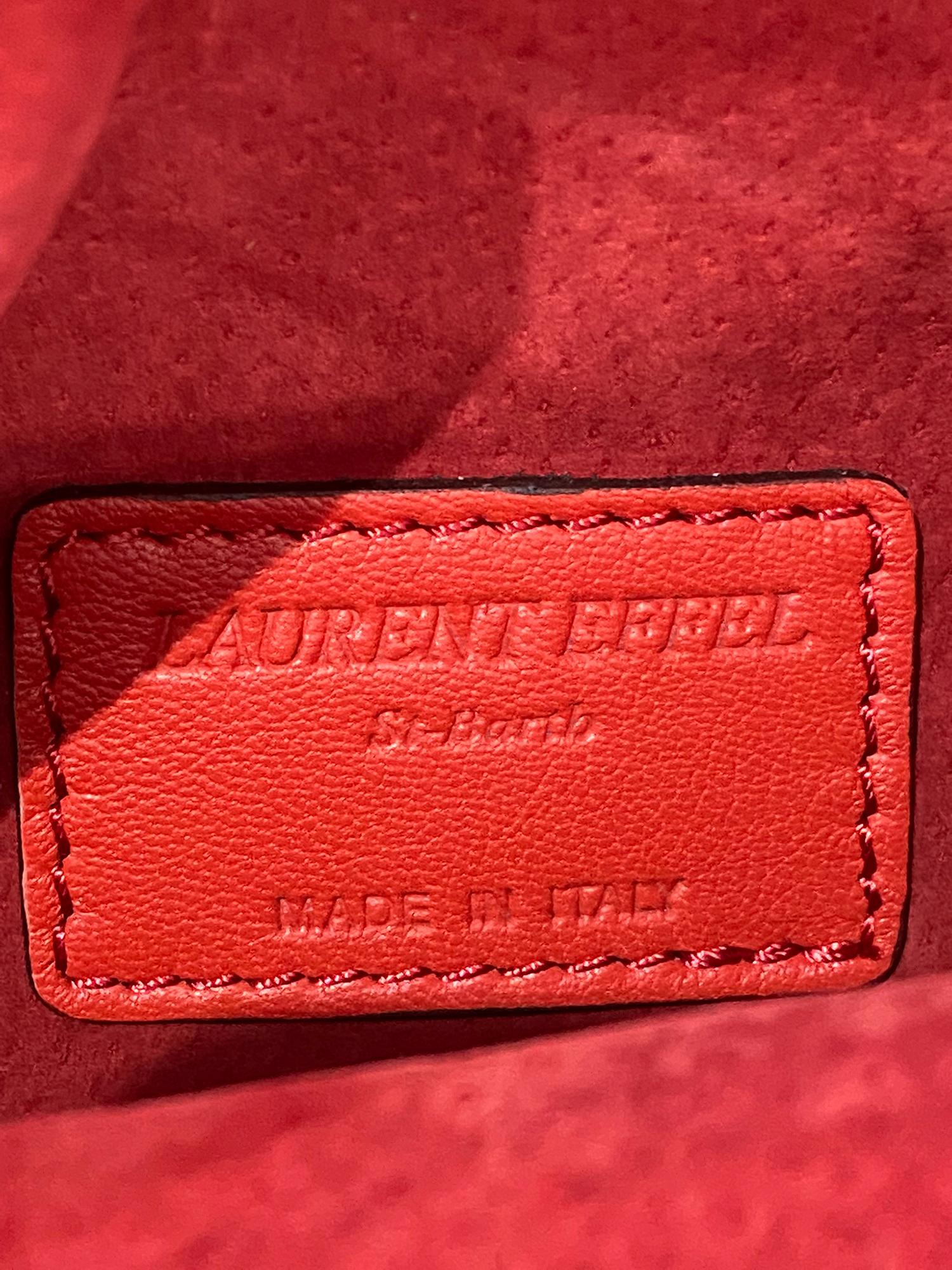 Korallenfarbene Python-Handtasche zum Umklappen von Laurent Effel St Barth 5